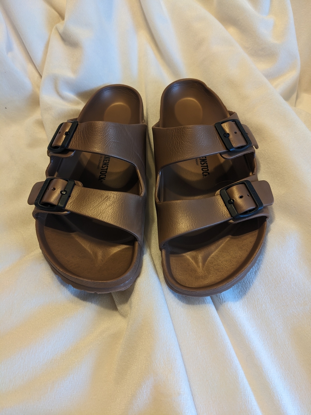 Birkenstock Copper Double Strap Slide Sandals
